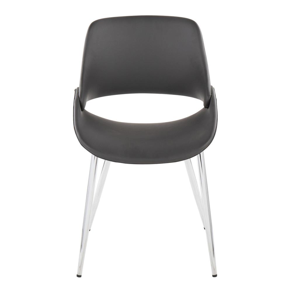 Chrome Metal, Grey PU Fabrico Chair - Set of 2