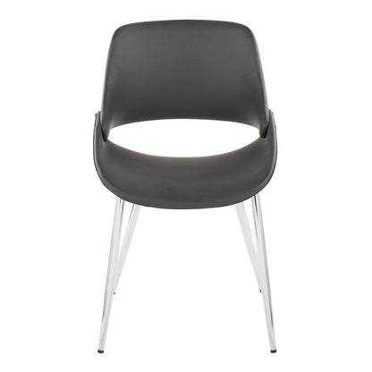 Chrome Metal, Grey PU Fabrico Chair - Set of 2