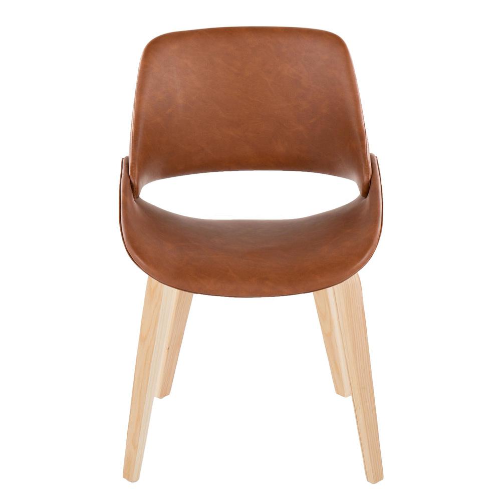 Natural Wood, Camel PU Fabrico Chair - Set of 2