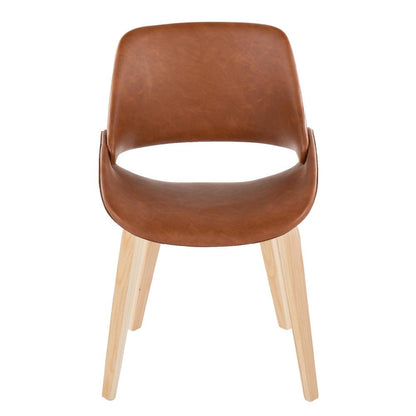 Natural Wood, Camel PU Fabrico Chair - Set of 2