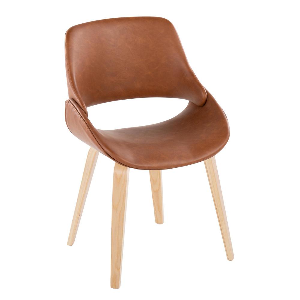 Natural Wood, Camel PU Fabrico Chair - Set of 2