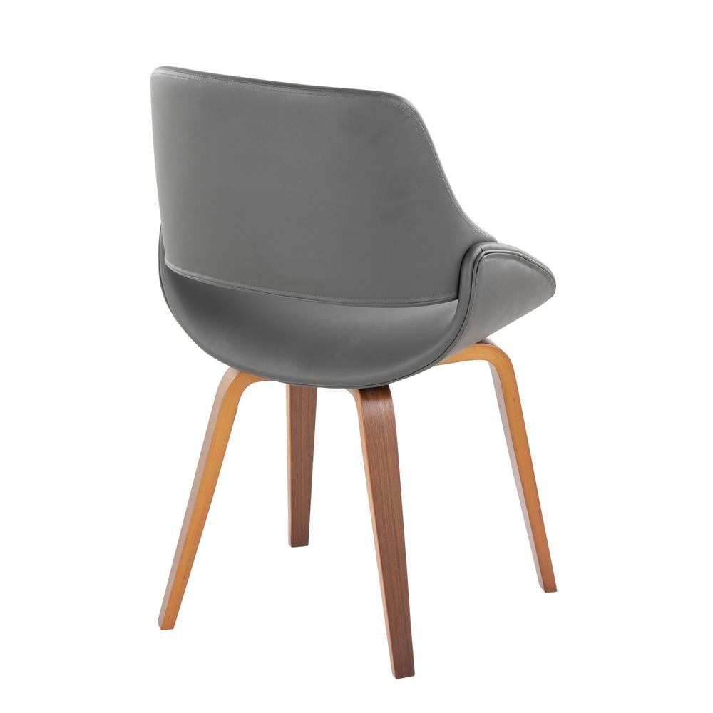 Walnut Wood, Grey PU Fabrico Chair - Set of 2