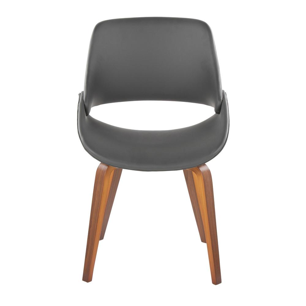 Walnut Wood, Grey PU Fabrico Chair - Set of 2