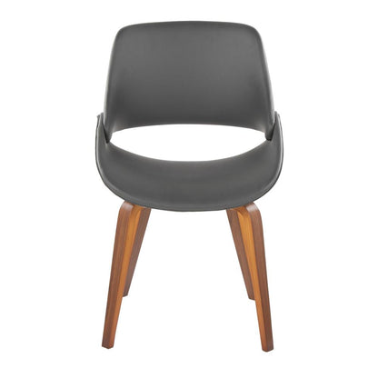 Walnut Wood, Grey PU Fabrico Chair - Set of 2