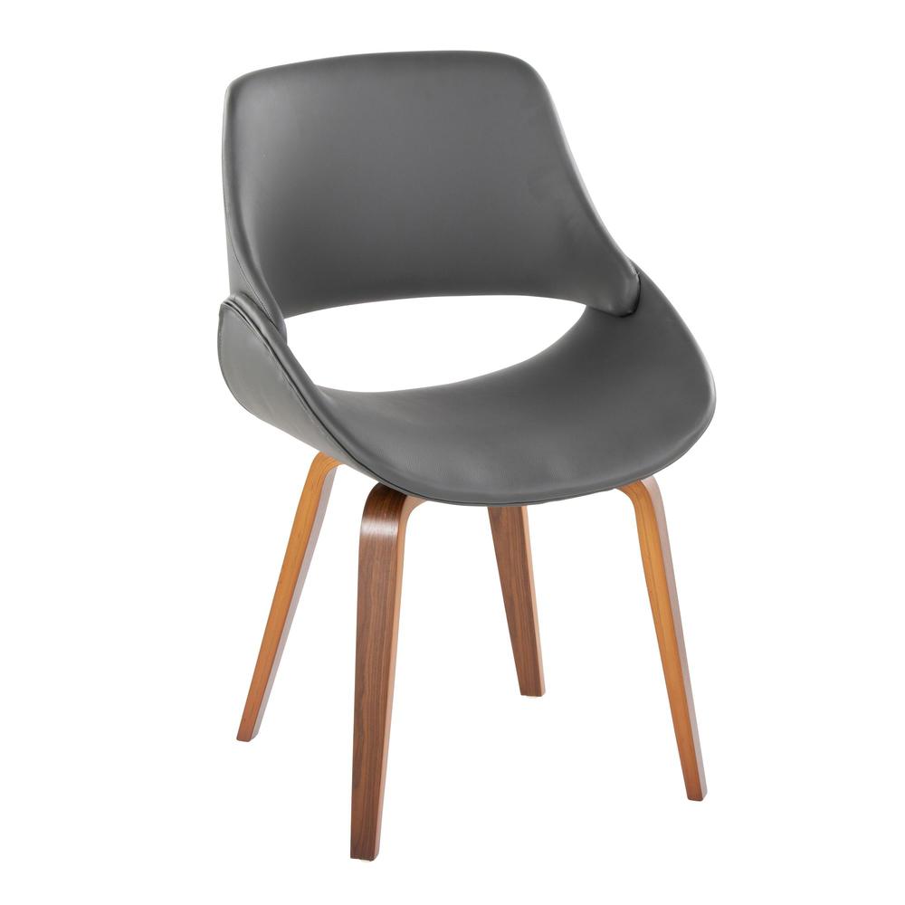 Walnut Wood, Grey PU Fabrico Chair - Set of 2