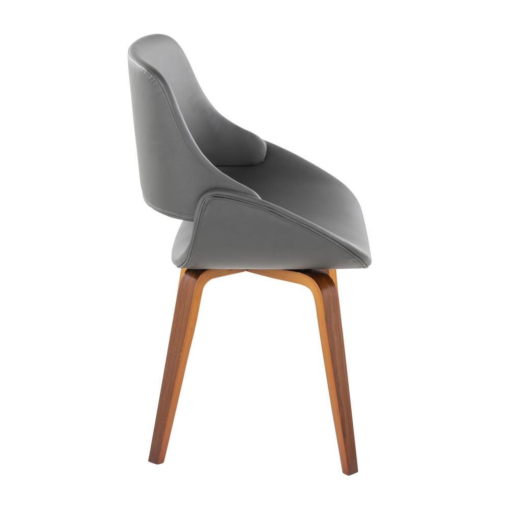 Walnut Wood, Grey PU Fabrico Chair - Set of 2