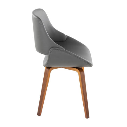 Walnut Wood, Grey PU Fabrico Chair - Set of 2