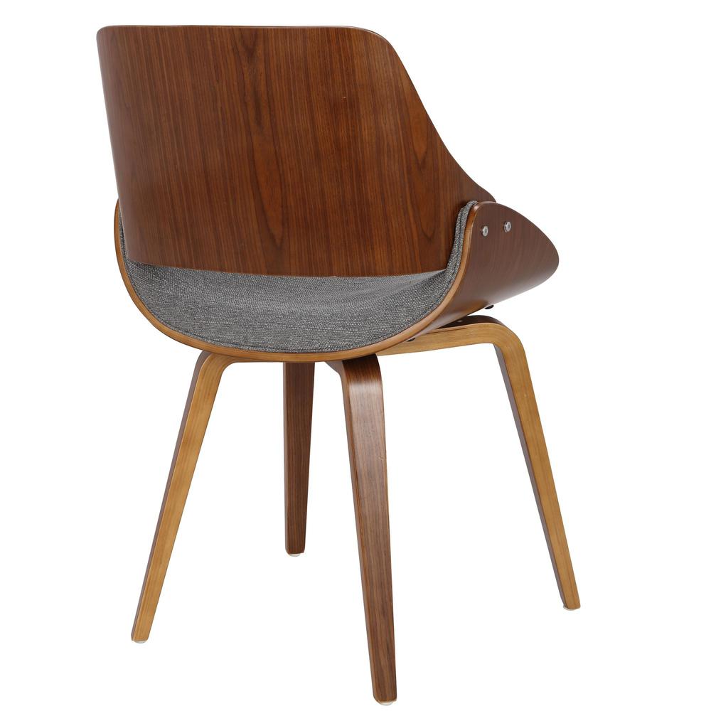 Walnut Wood, Grey Fabric Fabrizzi Chair - Set of 2