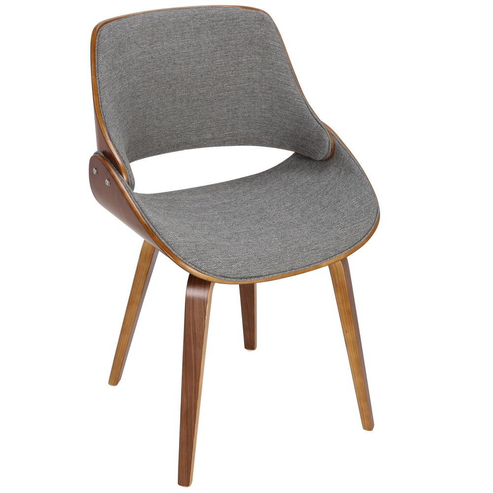 Walnut Wood, Grey Fabric Fabrizzi Chair - Set of 2