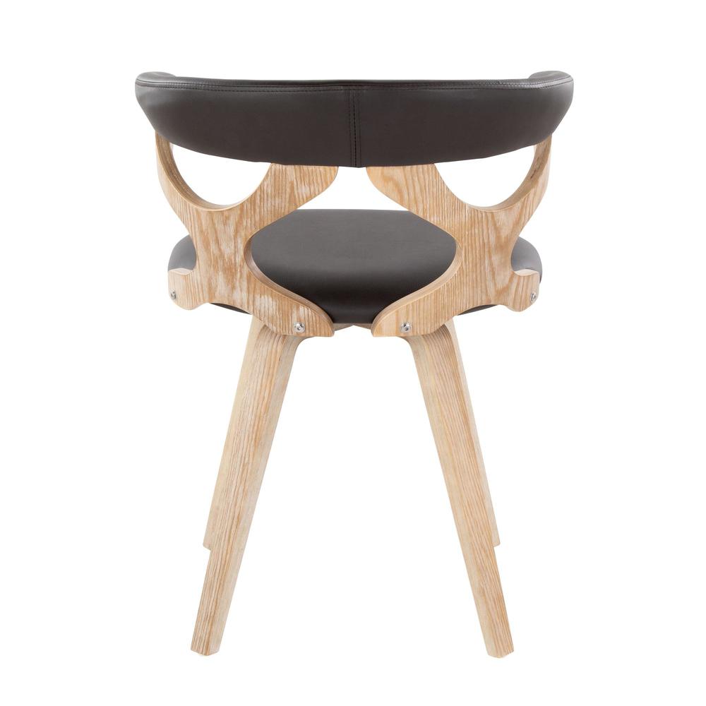 White Washed Wood, Brown PU Gardenia Chair