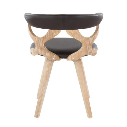 White Washed Wood, Brown PU Gardenia Chair
