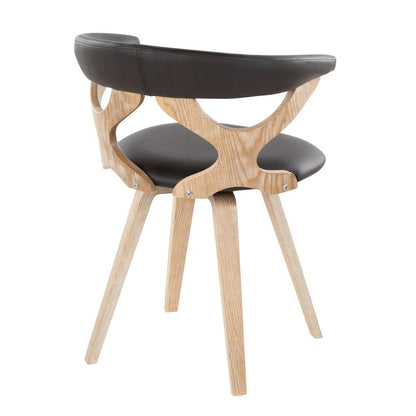 White Washed Wood, Brown PU Gardenia Chair