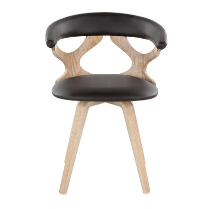 White Washed Wood, Brown PU Gardenia Chair