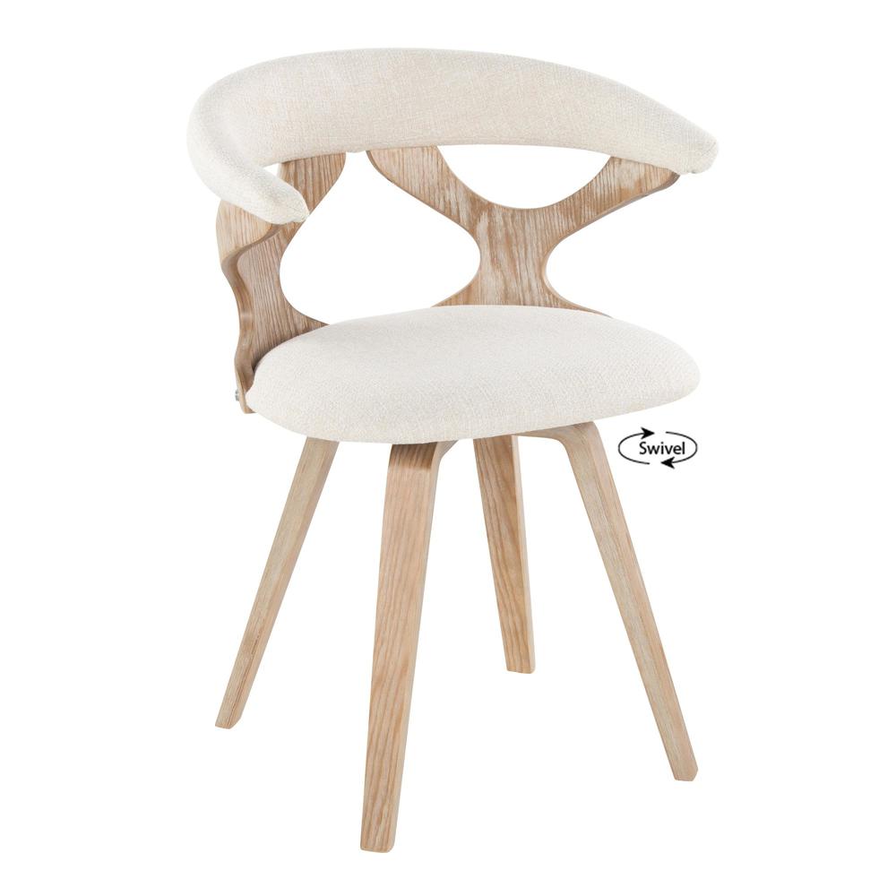 White Washed Wood, Cream Fabric Gardenia Chair