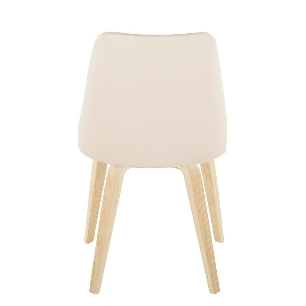 Natural Wood, Cream PU Giovanni Chair - Set of 2