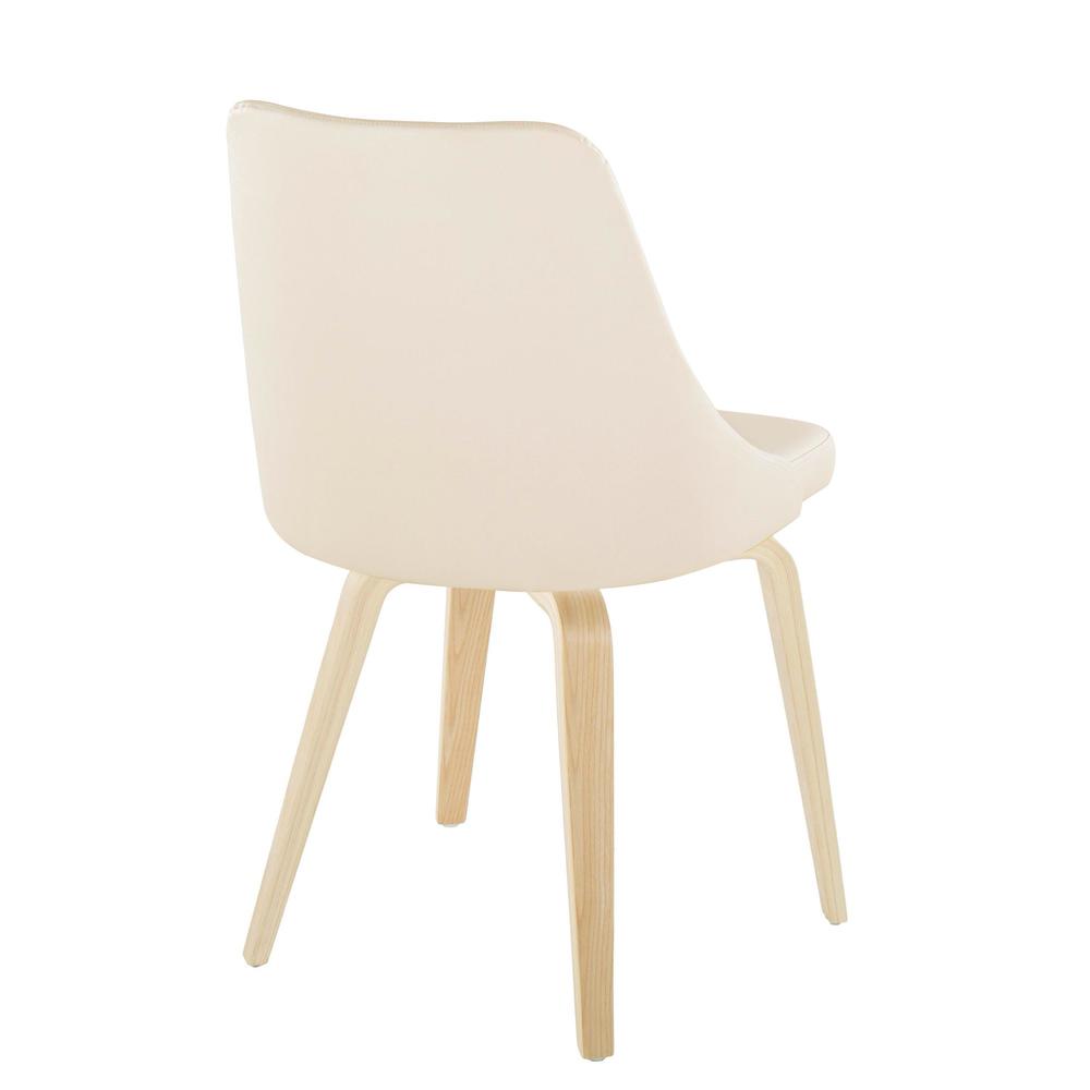 Natural Wood, Cream PU Giovanni Chair - Set of 2