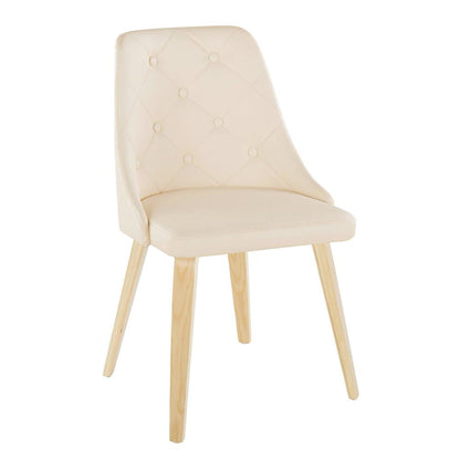 Natural Wood, Cream PU Giovanni Chair - Set of 2