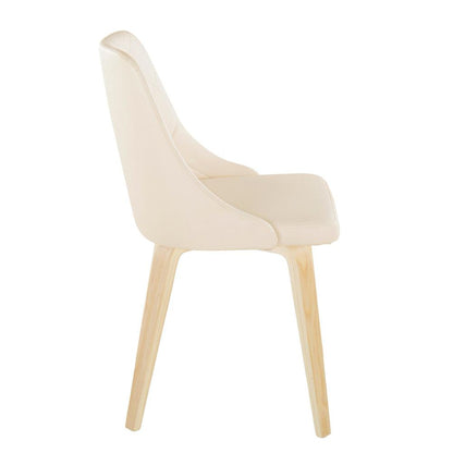 Natural Wood, Cream PU Giovanni Chair - Set of 2