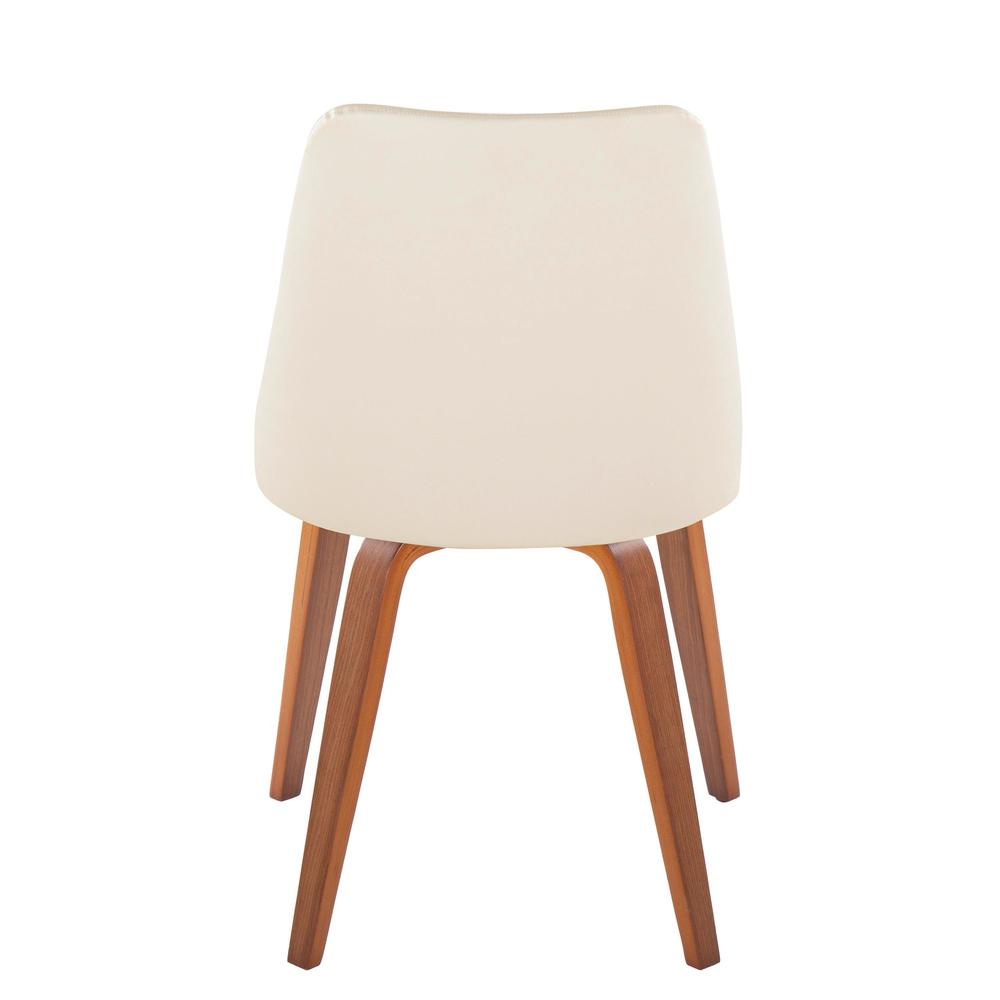 Walnut Wood, Cream PU Giovanni Chair - Set of 2