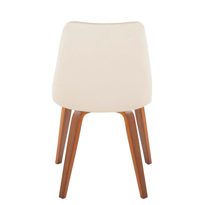 Walnut Wood, Cream PU Giovanni Chair - Set of 2