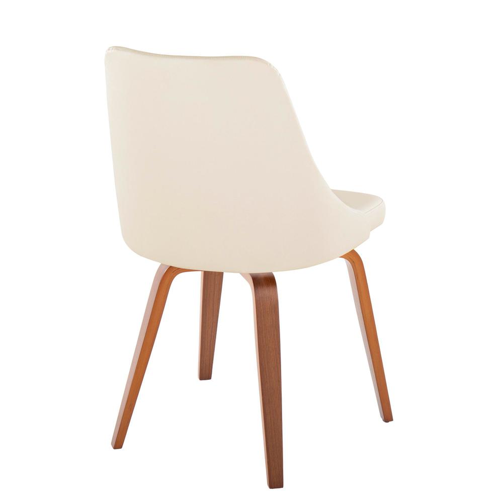 Walnut Wood, Cream PU Giovanni Chair - Set of 2