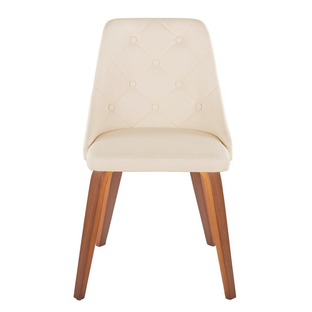 Walnut Wood, Cream PU Giovanni Chair - Set of 2