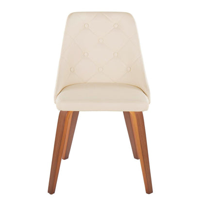 Walnut Wood, Cream PU Giovanni Chair - Set of 2