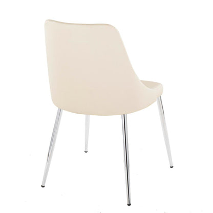 Chrome Metal, Cream PU Giovanni Chair - Set of 2