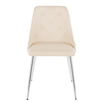 Chrome Metal, Cream PU Giovanni Chair - Set of 2
