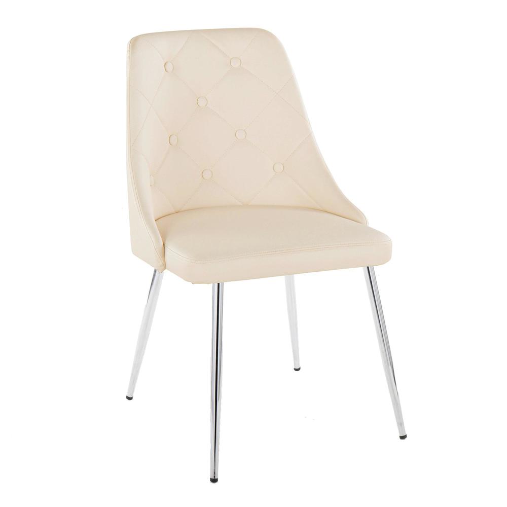 Chrome Metal, Cream PU Giovanni Chair - Set of 2