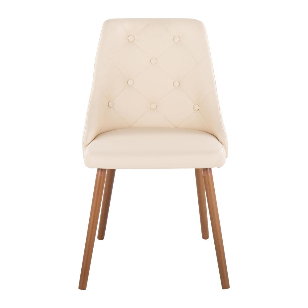 Walnut Wood, Cream PU Giovanni Chair - Set of 2