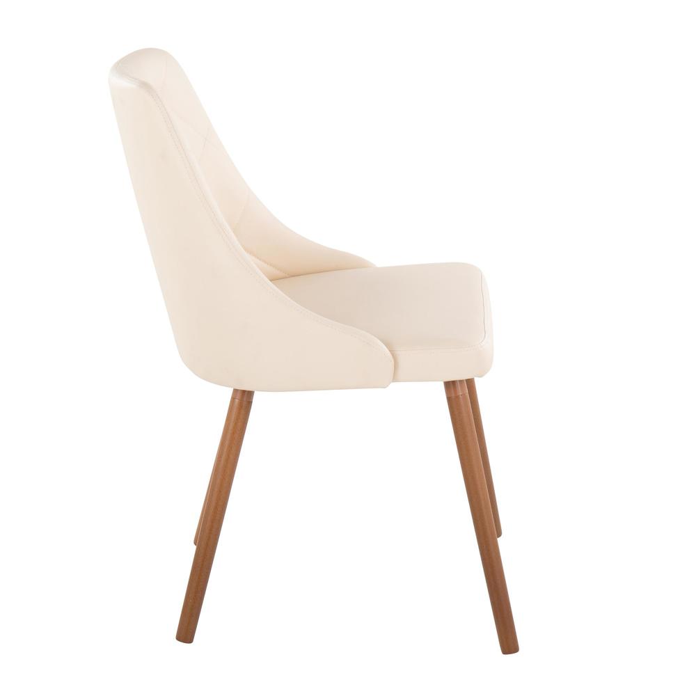 Walnut Wood, Cream PU Giovanni Chair - Set of 2