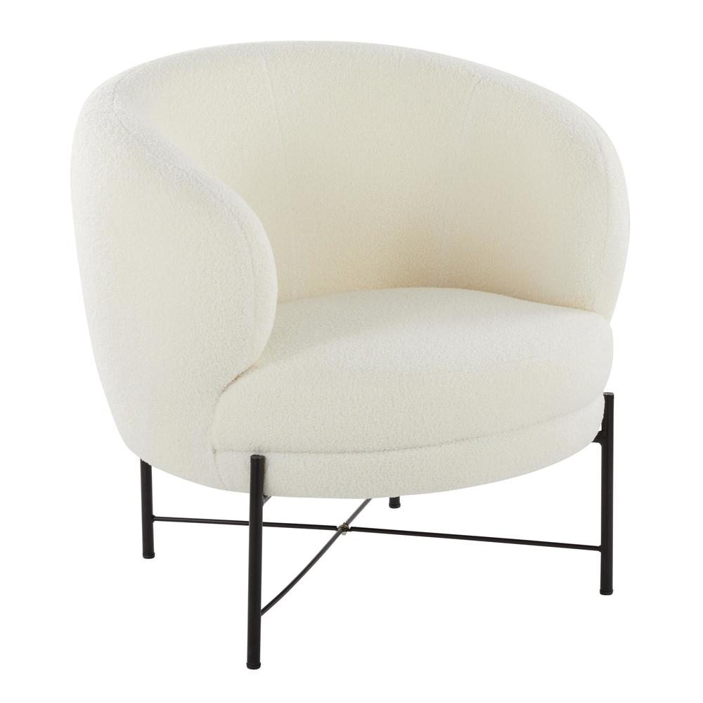 Black Metal, White Sherpa Chloe Accent Chair