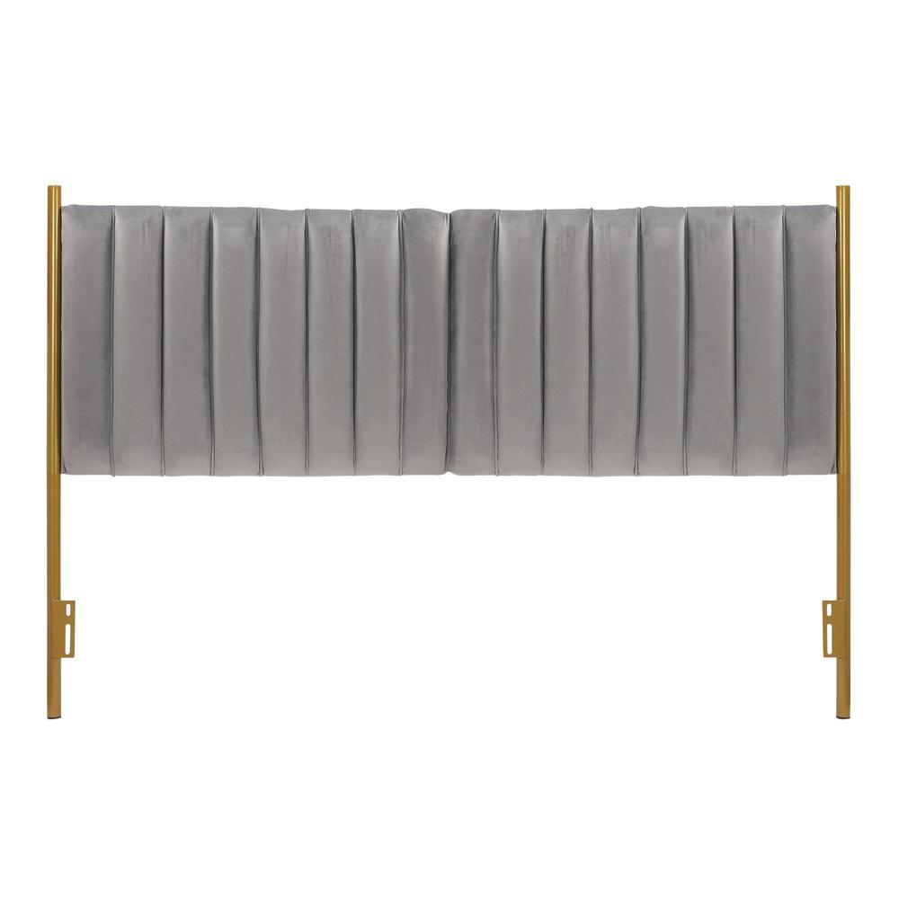 Gold Steel, Grey Velvet Chloe Headboard