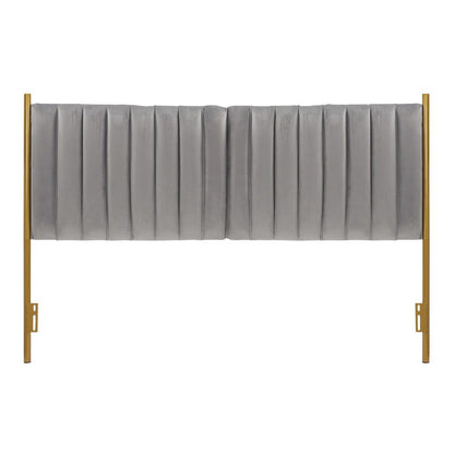Gold Steel, Grey Velvet Chloe Headboard