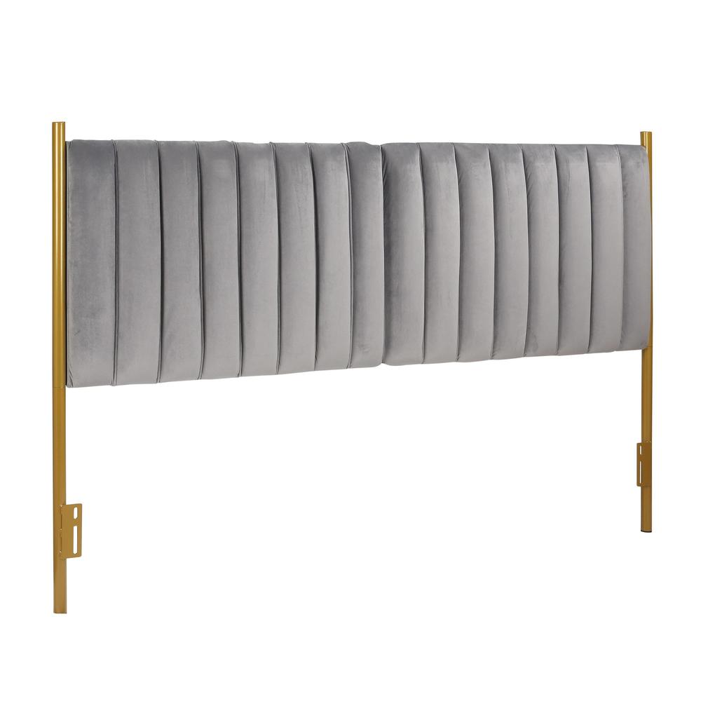 Gold Steel, Grey Velvet Chloe Headboard