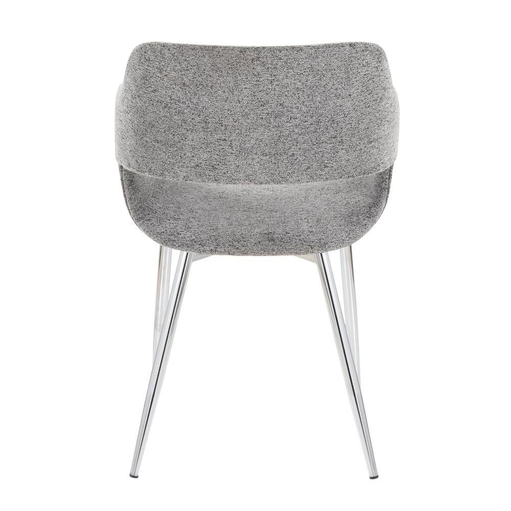 Chrome Metal, Grey Fabric Margarite Chair - Set of 2