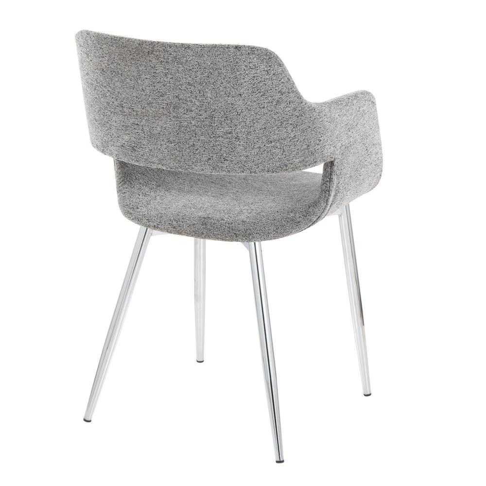 Chrome Metal, Grey Fabric Margarite Chair - Set of 2