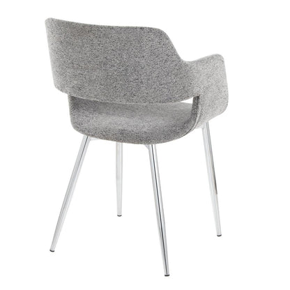 Chrome Metal, Grey Fabric Margarite Chair - Set of 2