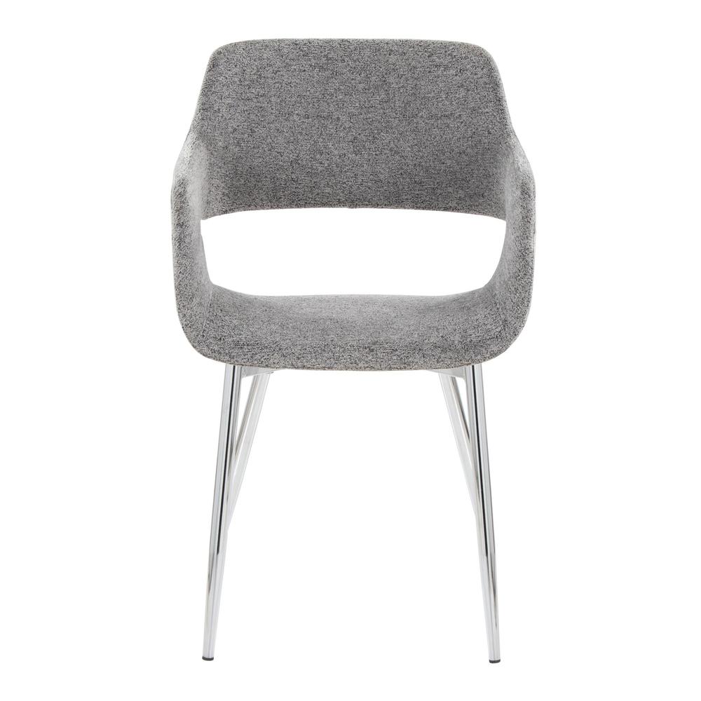 Chrome Metal, Grey Fabric Margarite Chair - Set of 2