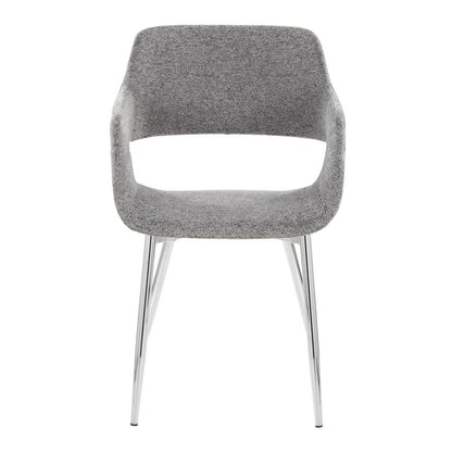 Chrome Metal, Grey Fabric Margarite Chair - Set of 2