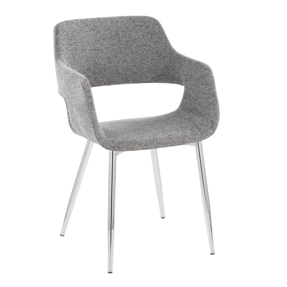Chrome Metal, Grey Fabric Margarite Chair - Set of 2