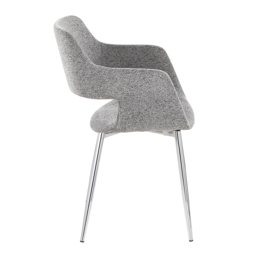 Chrome Metal, Grey Fabric Margarite Chair - Set of 2