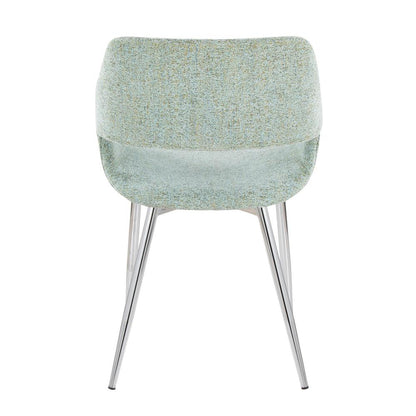 Chrome, Light Green Fabric Margarite Chair - Set of 2
