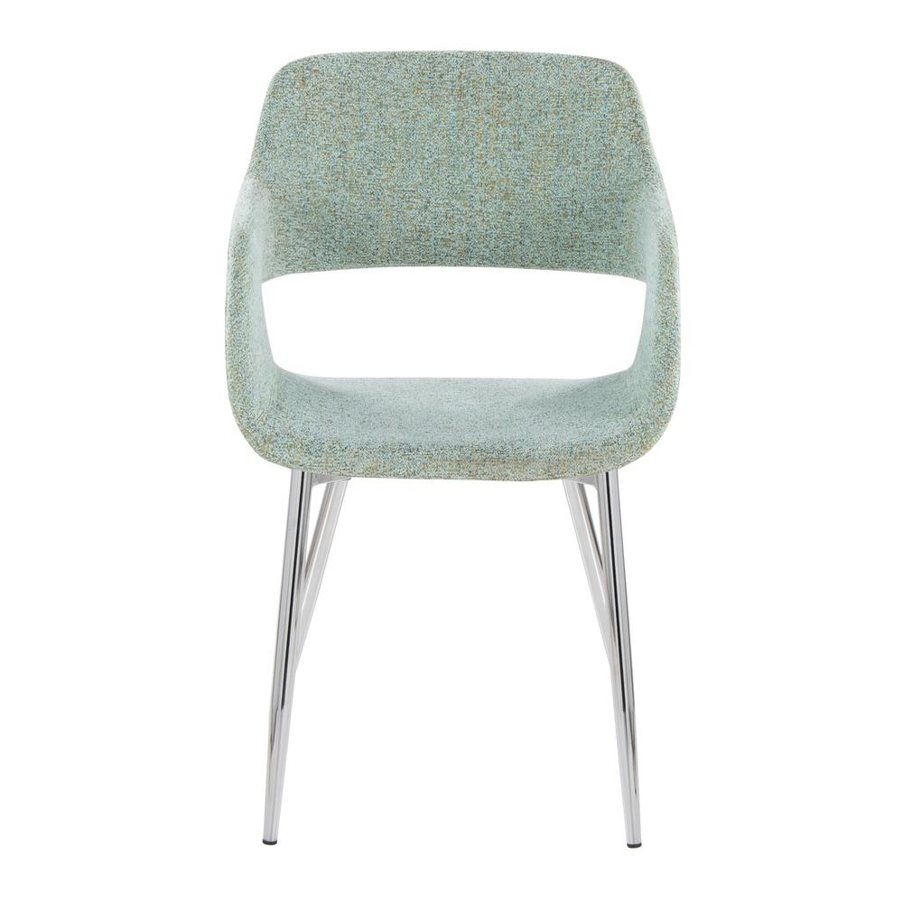 Chrome, Light Green Fabric Margarite Chair - Set of 2