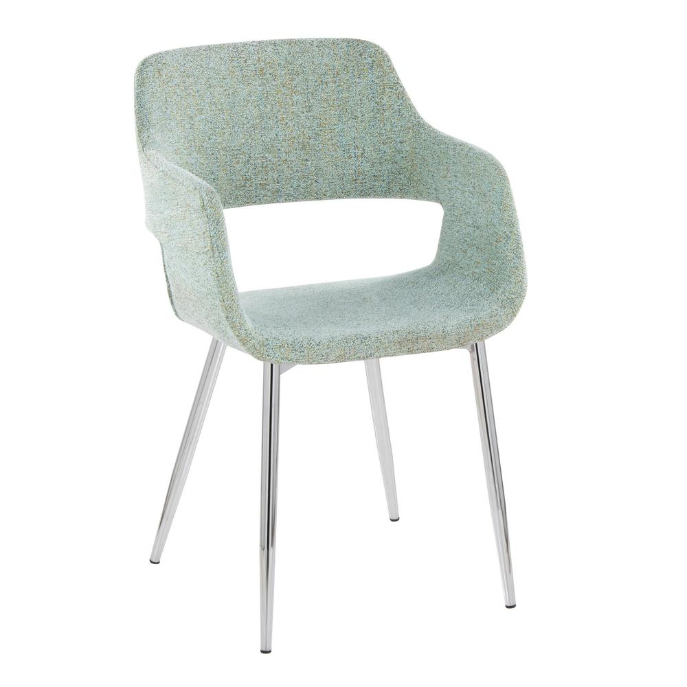 Chrome, Light Green Fabric Margarite Chair - Set of 2