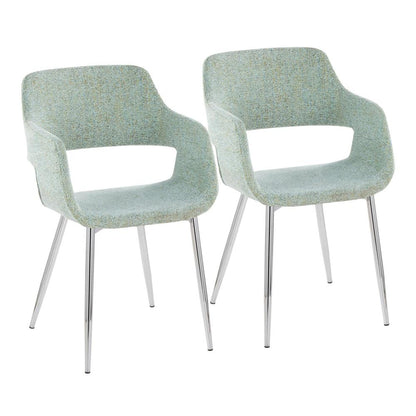 Chrome, Light Green Fabric Margarite Chair - Set of 2
