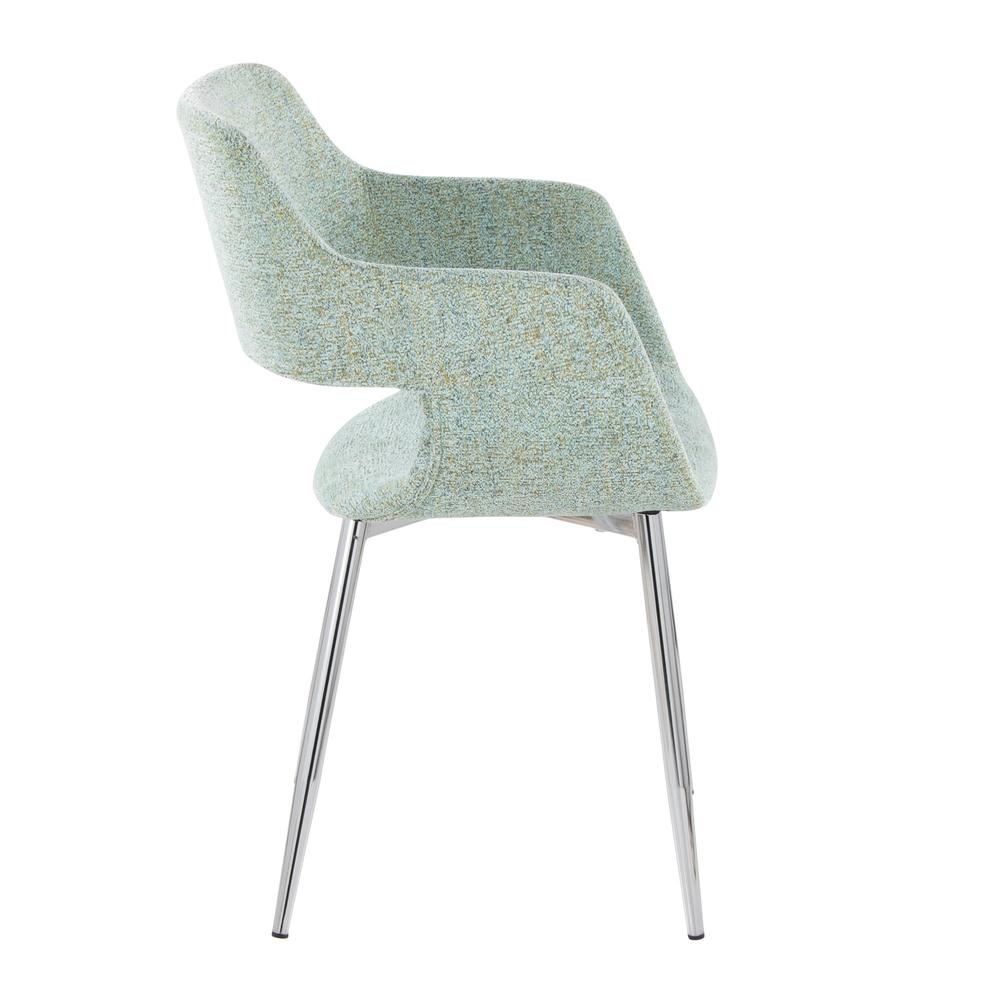 Chrome, Light Green Fabric Margarite Chair - Set of 2
