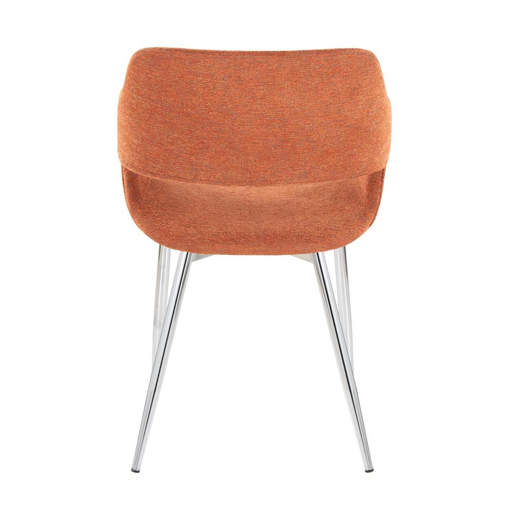 Chrome Metal, Orange Fabric Margarite Chair - Set of 2