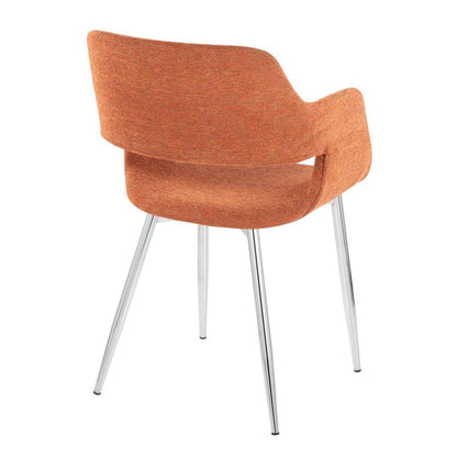 Chrome Metal, Orange Fabric Margarite Chair - Set of 2